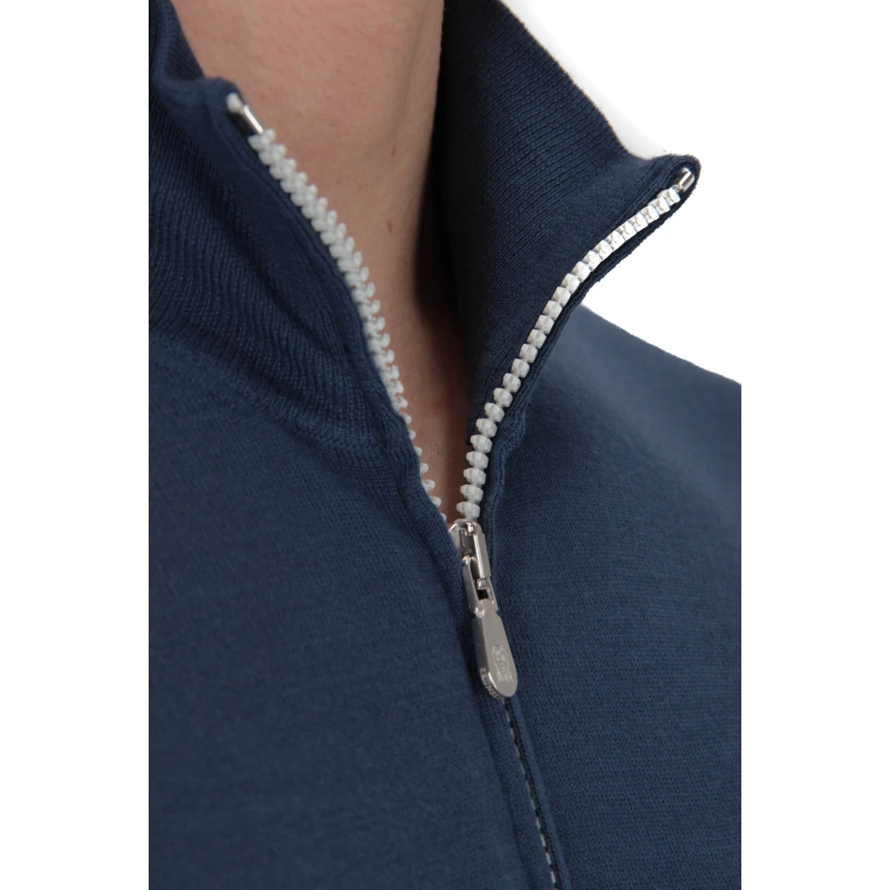 BRUNELLO CUCINELLI Luxe Wol-Kasjmier Volledige Rits Trui Blue Heren