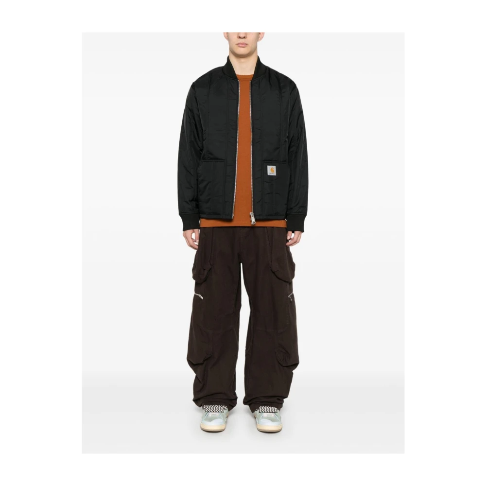 Carhartt WIP Zwarte Jas met Ritssluiting en Logopatch Black Heren