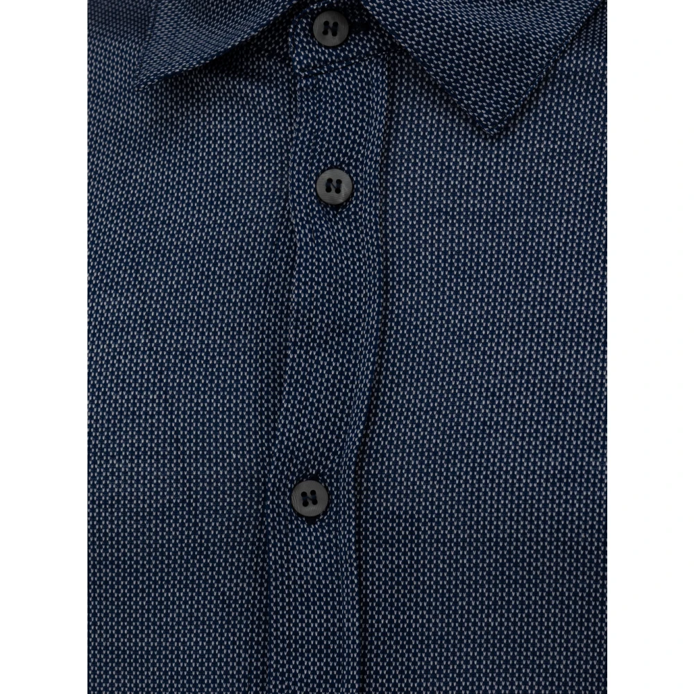 Canali Blauw Polo Shirt met Lange Mouwen Blue Heren