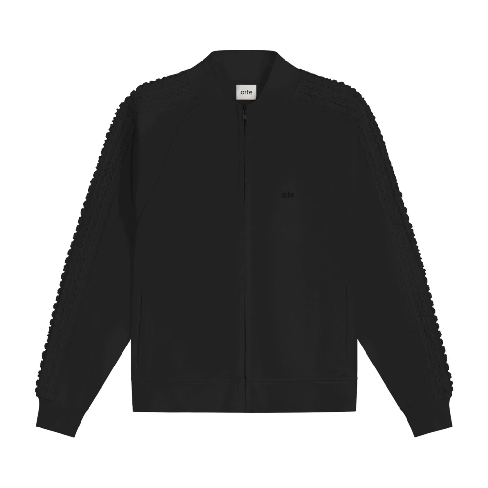 Arte Antwerp Katoenen Gebreide Truien en Sweaters Flower Tape Jacket Black Heren
