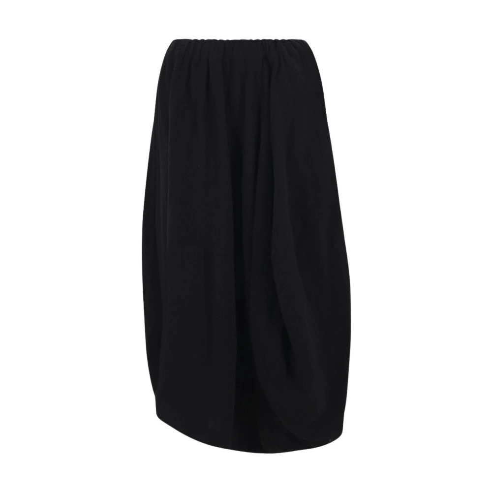 Comme des Garçons Zwarte Midi Rok met Elastische Taille Black Dames