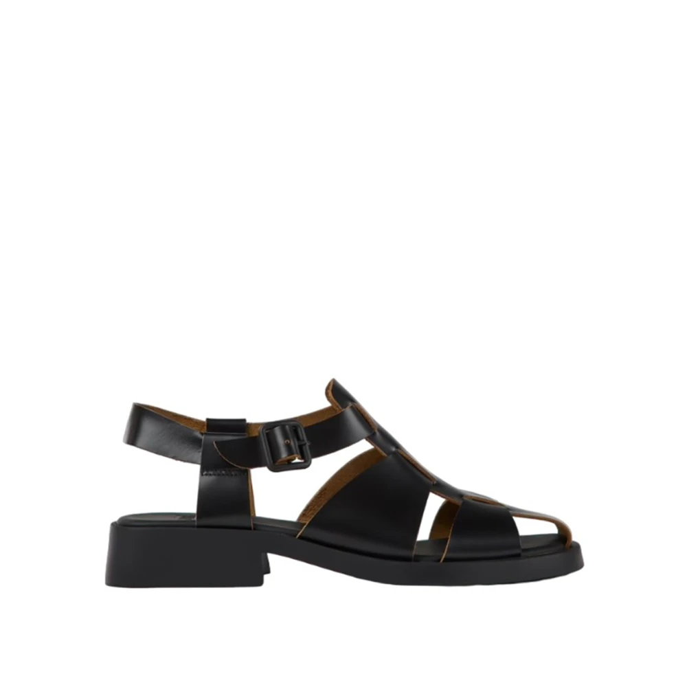 Camper, Schoenen , Dames, Zwart, 37 EU, Dana Zwarte Leren Sandalen