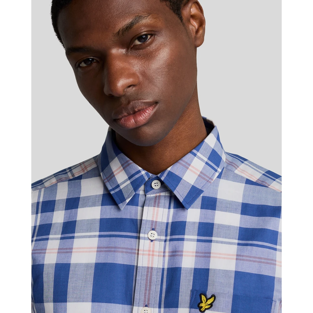 Lyle & Scott LS Geweven Overhemden Voorjaarsruit Overhemd Blue Heren