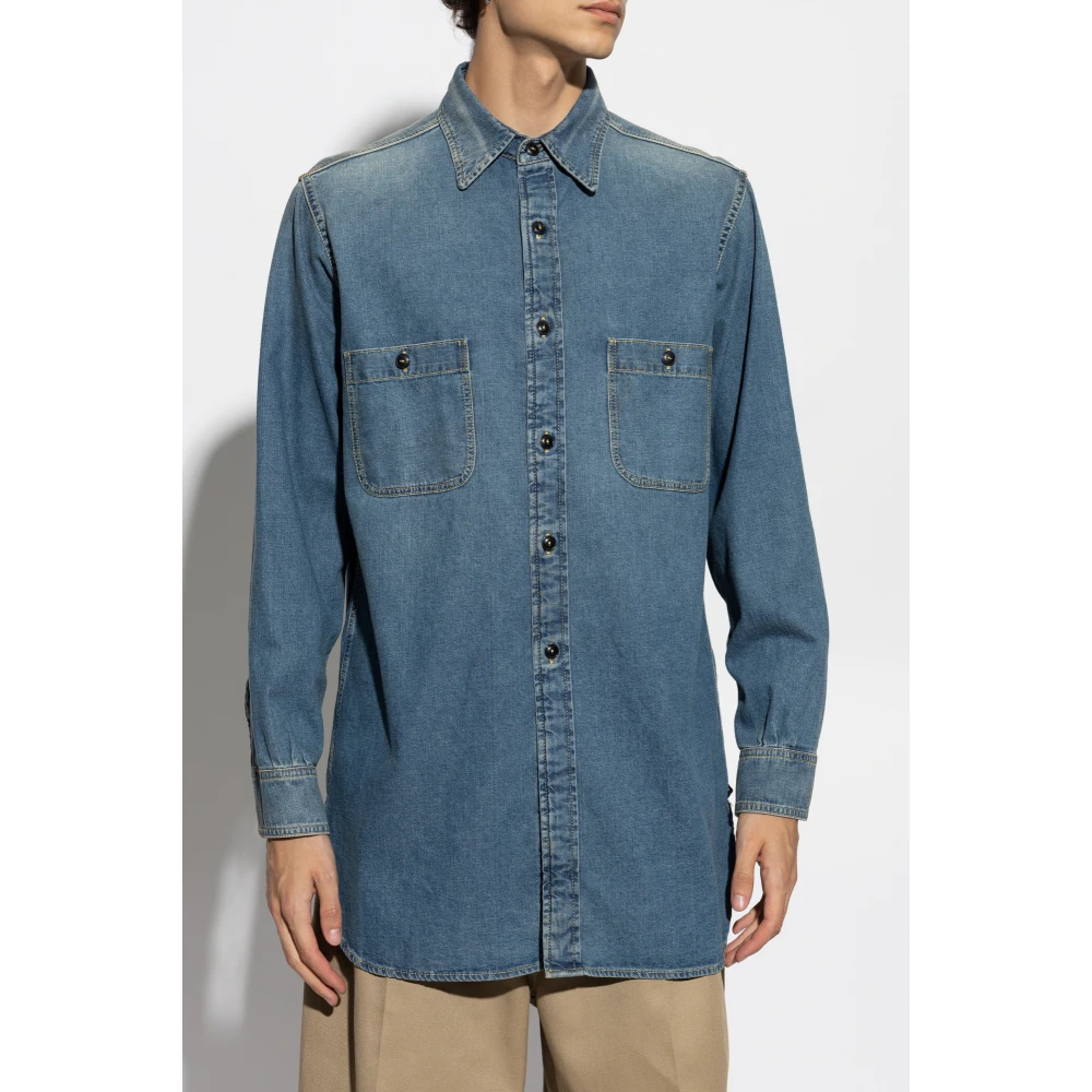 Maison Margiela Denim shirt met vintage effect Blue Heren