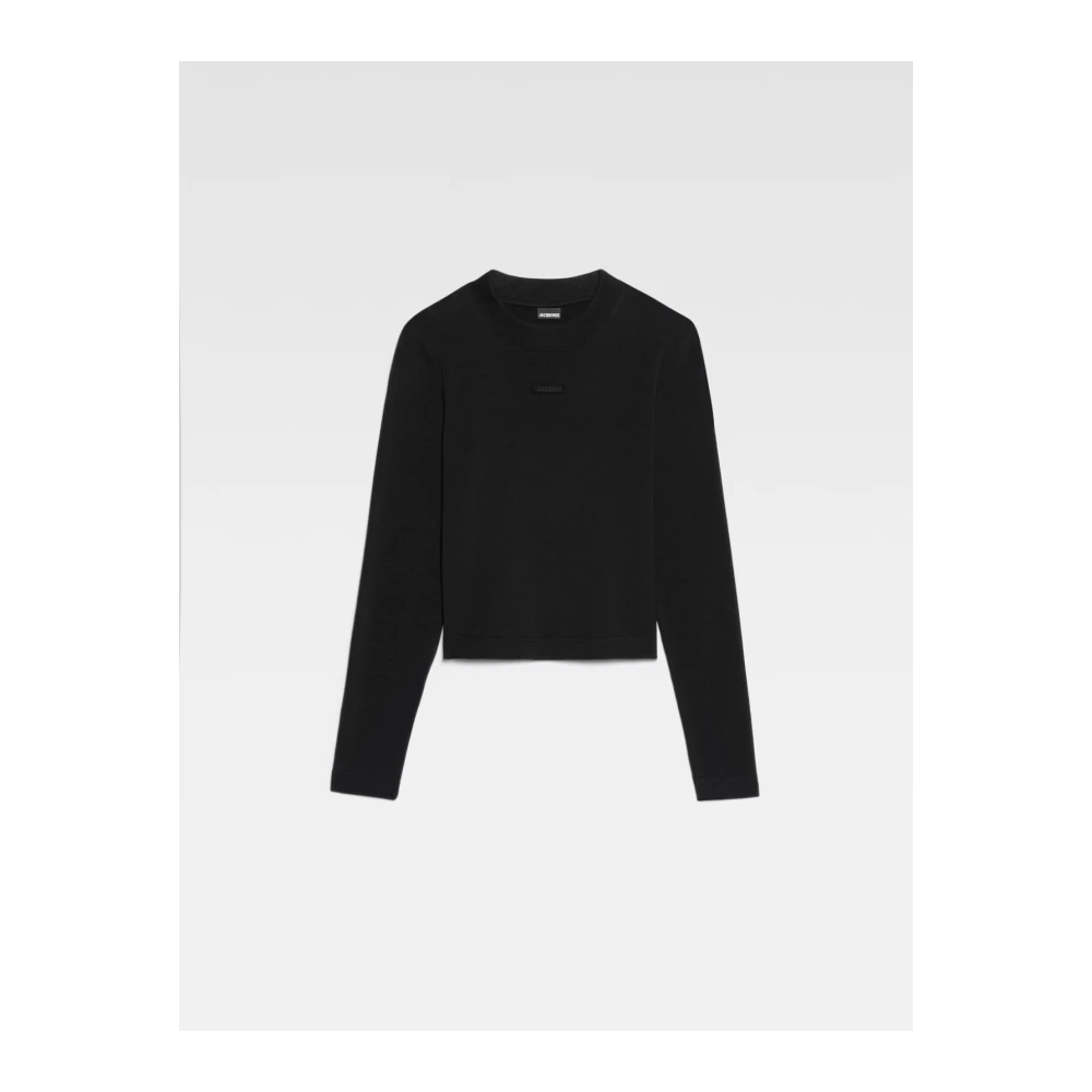 Jacquemus Lange Mouw Ribgebreid T-shirt Black Dames