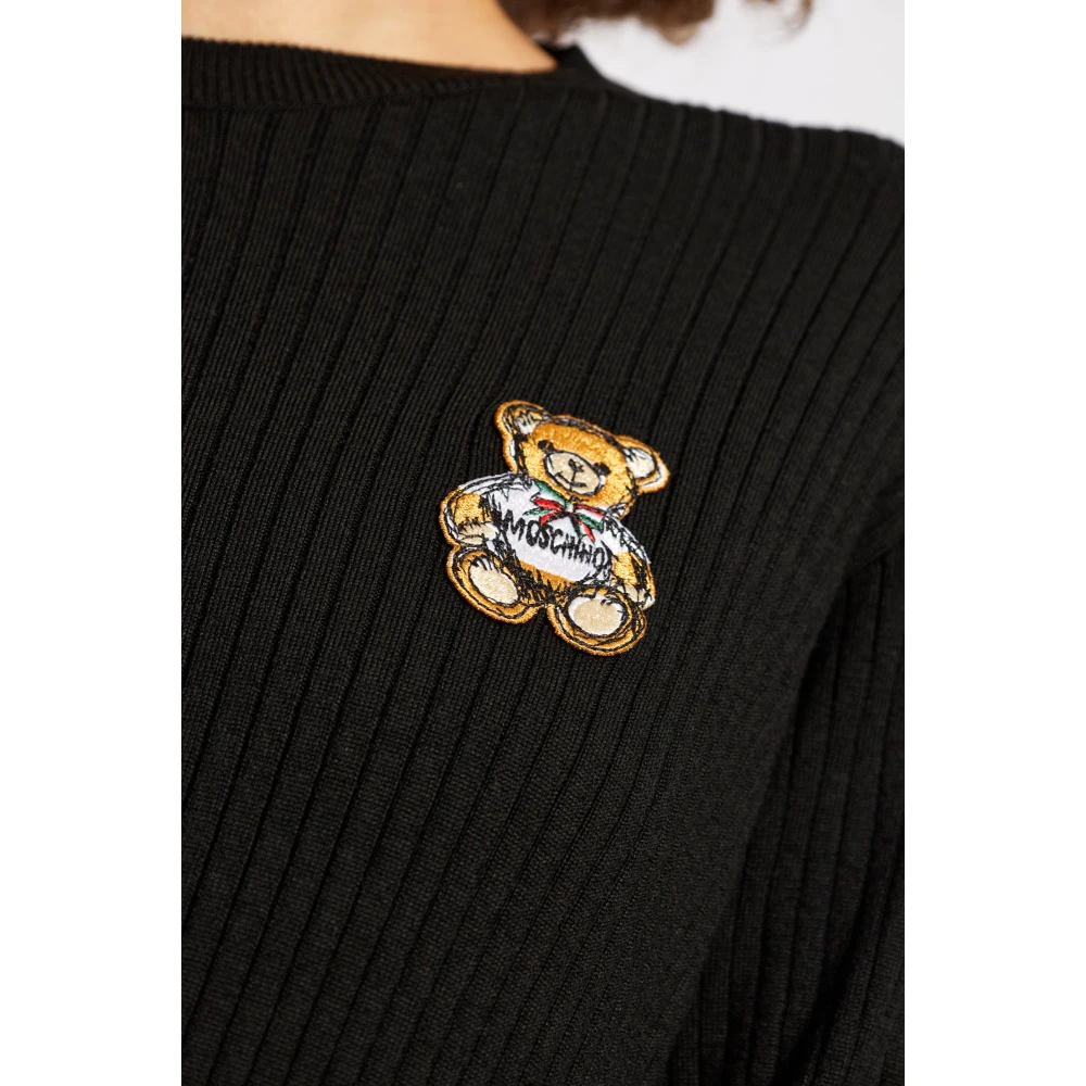 Moschino Trui met teddybeer motief Black Dames