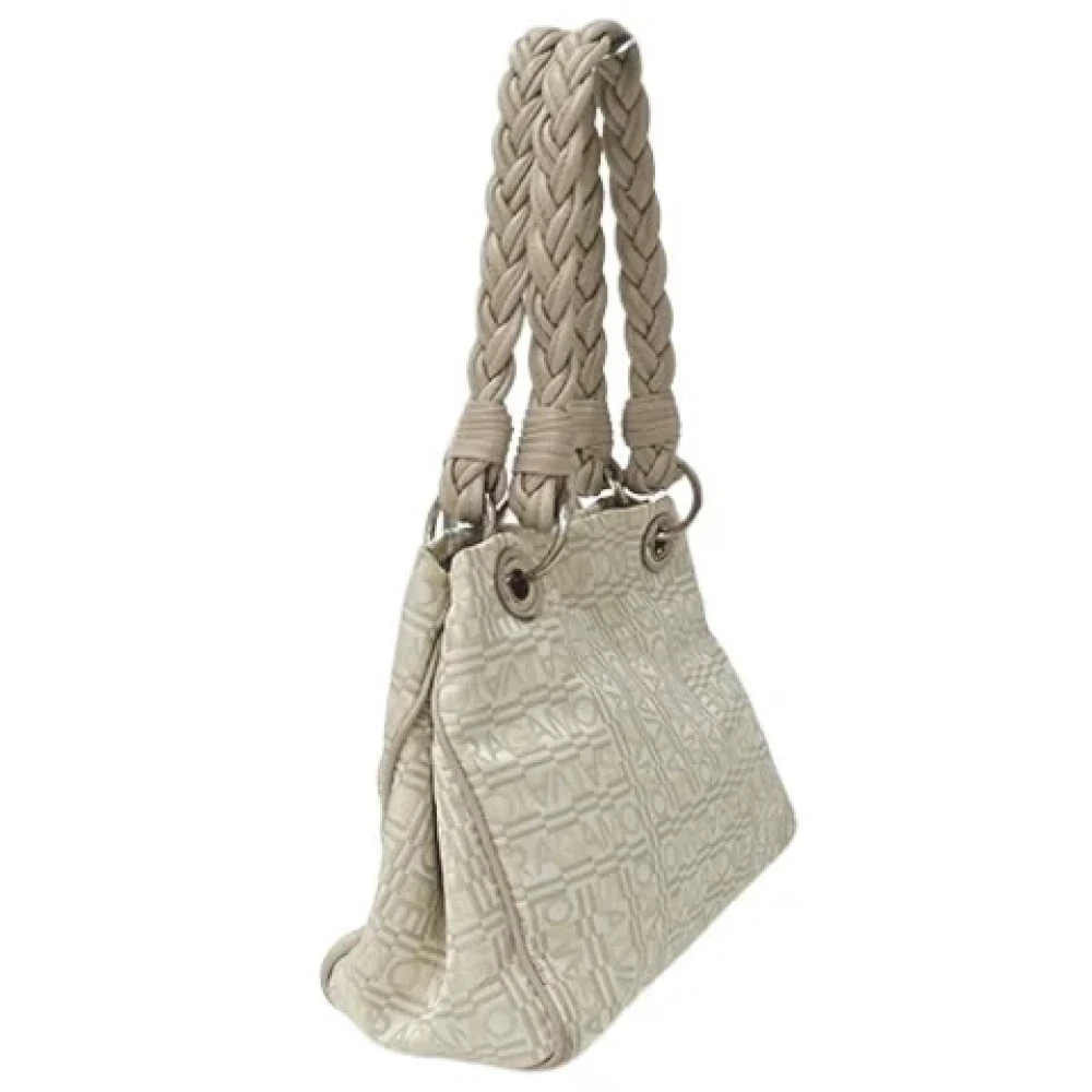 Salvatore Ferragamo Pre-owned Canvas handbags Beige Dames