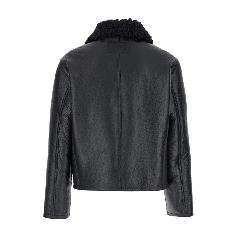 Acne Studios Zwarte Bomberjack met Bontdetail Black Heren