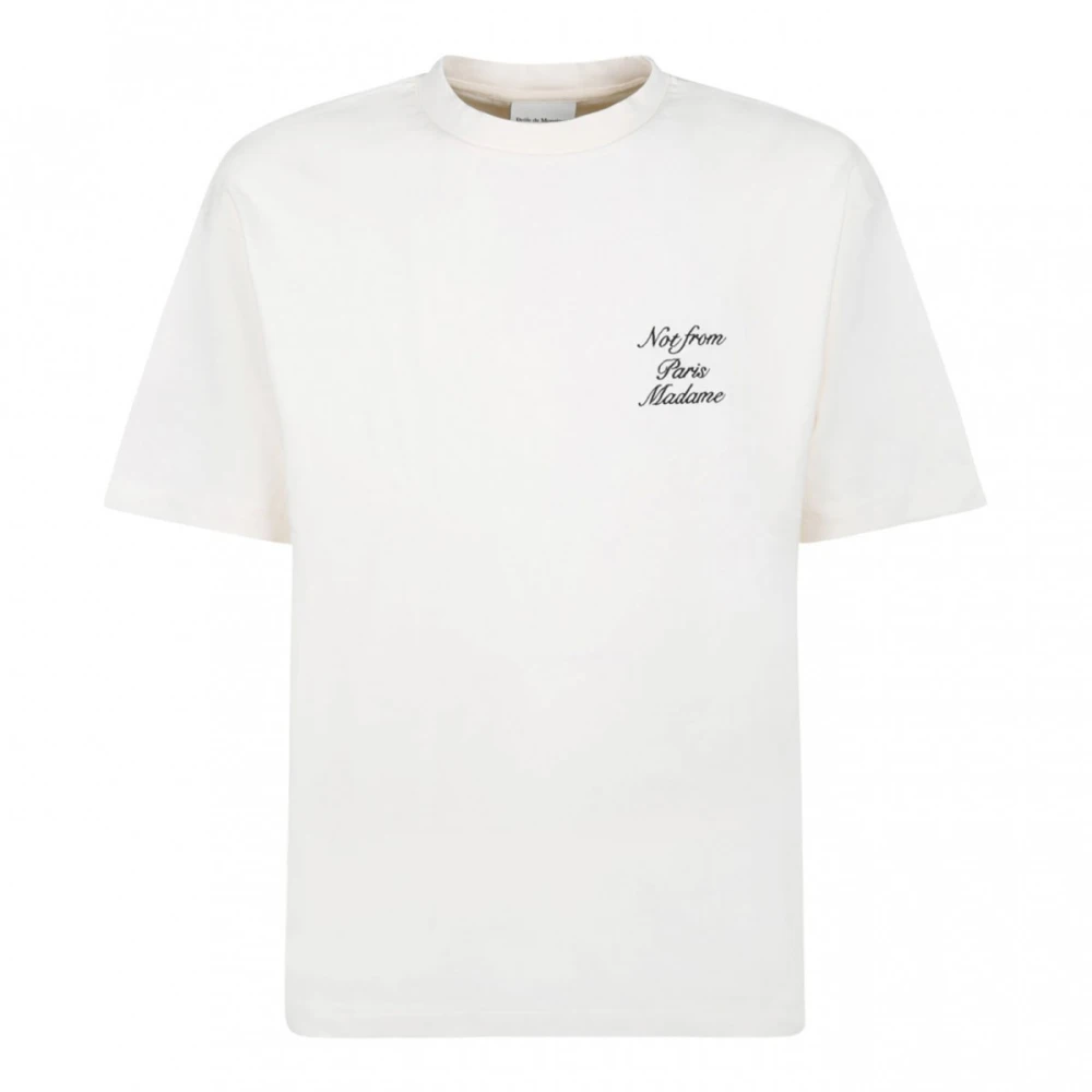 Drole de Monsieur Cursive Cream Slogan T-shirts en Polos White Heren