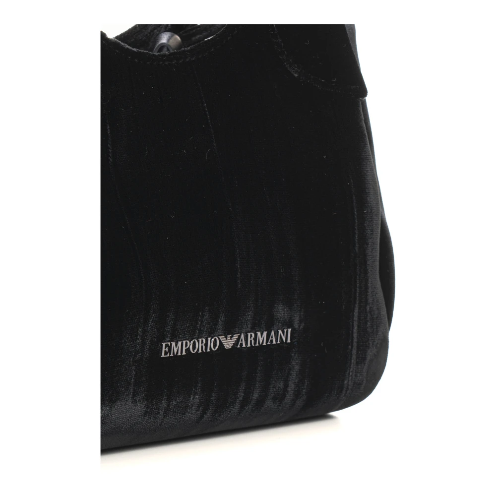 Emporio Armani Fluwelen schoudertas met dubbele handgrepen Black Dames
