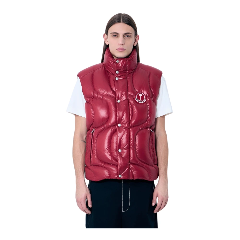 Moncler Gewatteerd Dons Gilet met Golfmotief Red Heren