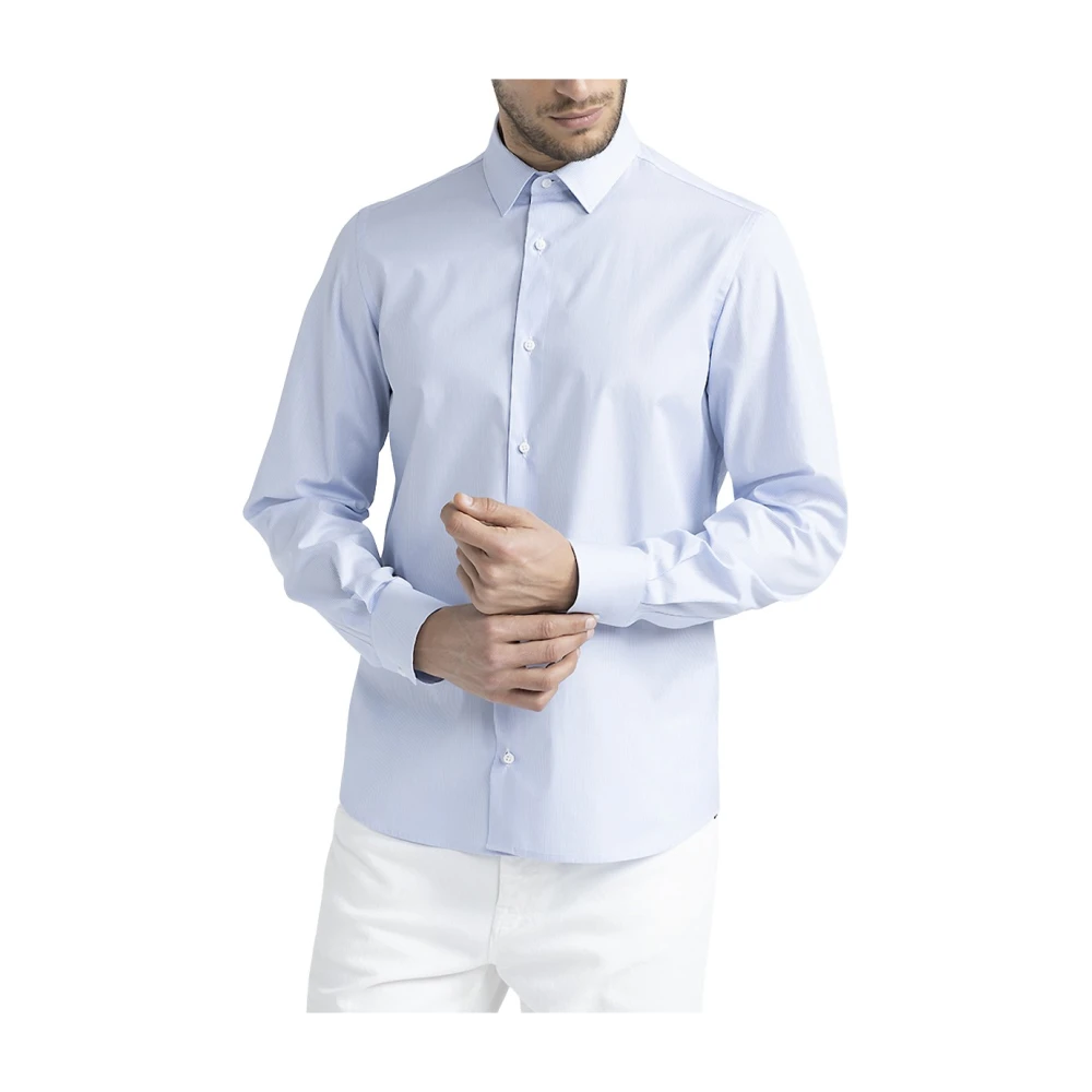 PESERICO Katoenen popeline overhemd Blue Heren