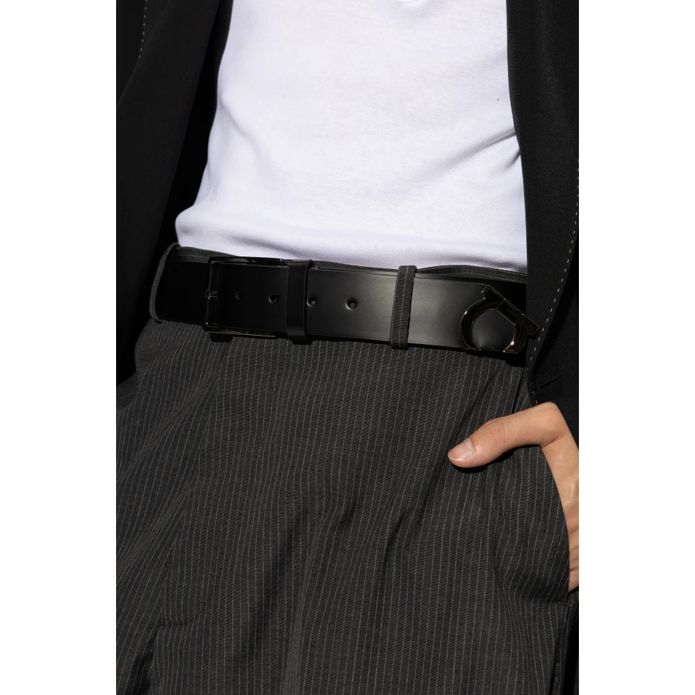 Salvatore Ferragamo Leren riem Black Heren