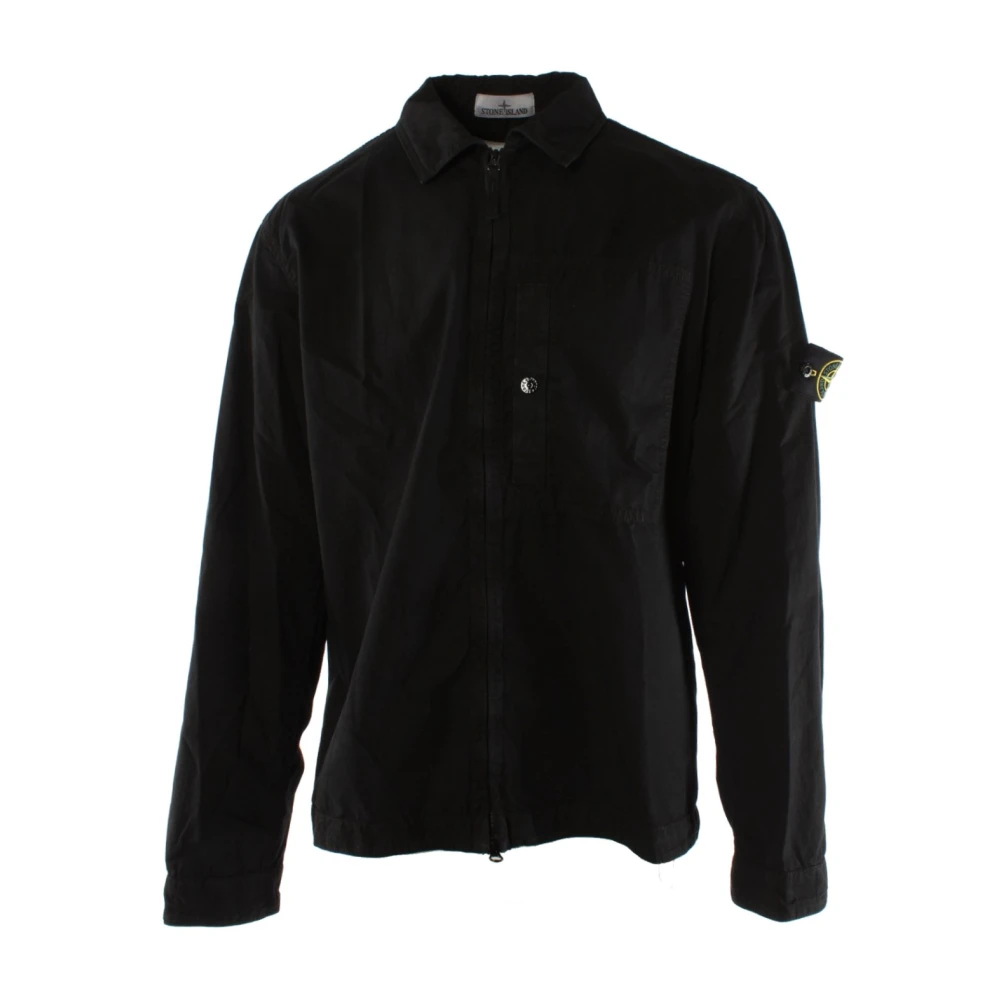 Stone Island Black Light Jackets, Male, 2XL, Overshirt For Men