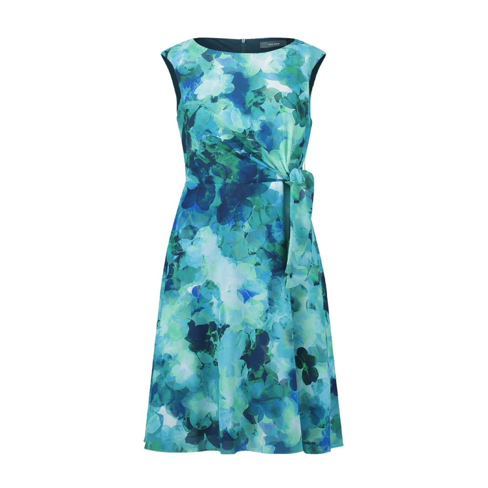 Vera Mont Blå Floral Chiffon Midi Dress