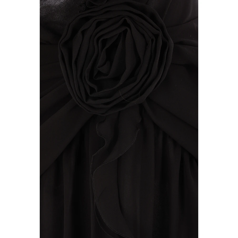 Blumarine Zwarte Zijden Georgette Asymmetrische Jurk Black Dames