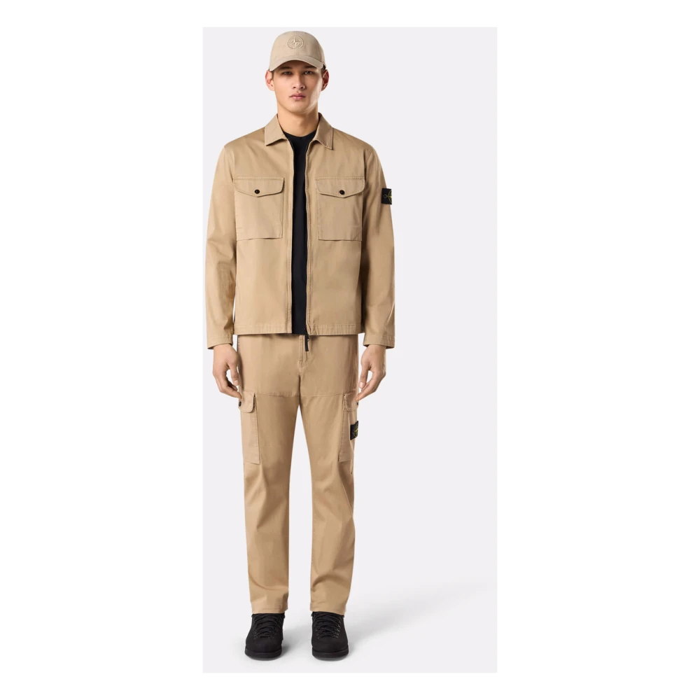 Stone Island Beige Jassen met Zakken Beige Heren