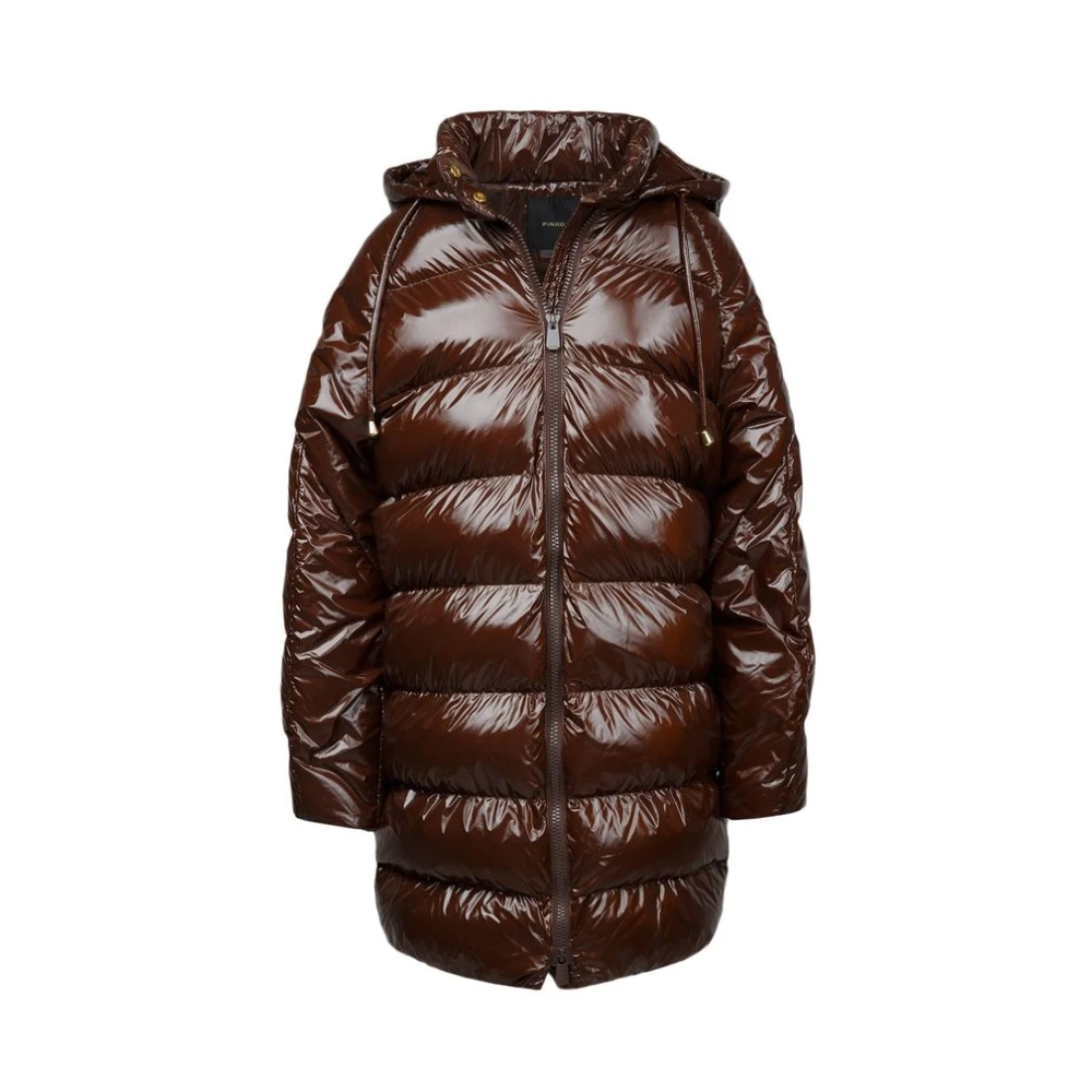 Pinko Women's Brown Parkas, S, Burro Imbottito Crystal Nylon