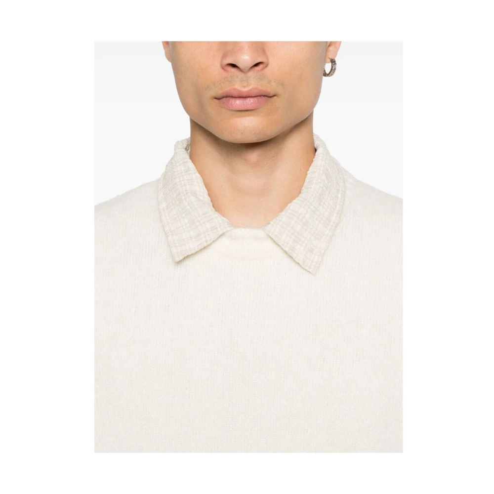 Laneus Alpaca Wol Gebreide Trui White Heren