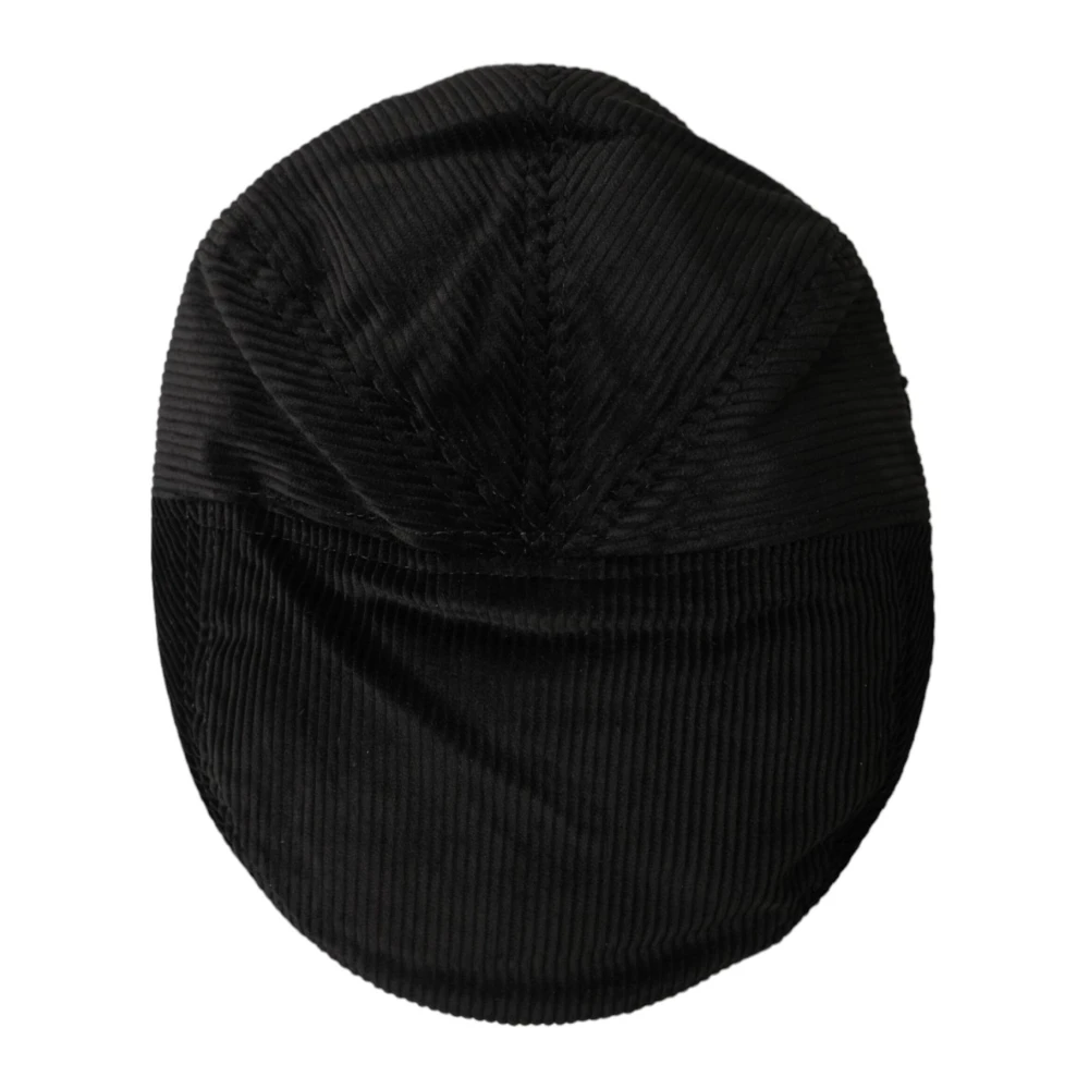 Dolce & Gabbana Zwarte Katoenen Newsboy Cap Black Heren