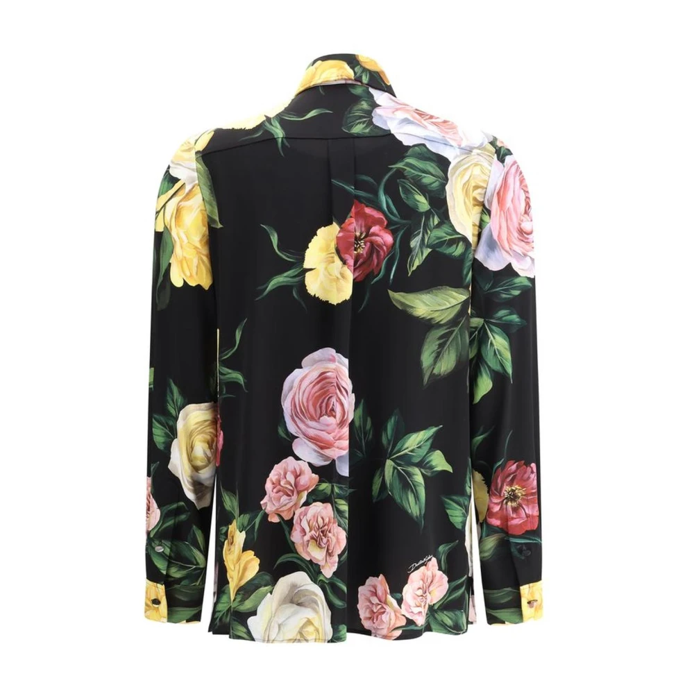 Dolce & Gabbana Bloemenprint Zijden Overhemd Klassieke Kraag Multicolor Dames
