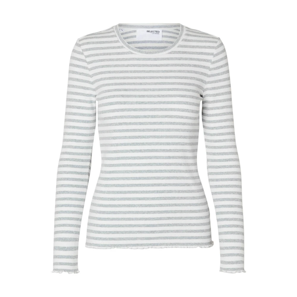 Selected Femme Zwart Langemouw Crew Neck Tee Gray Dames