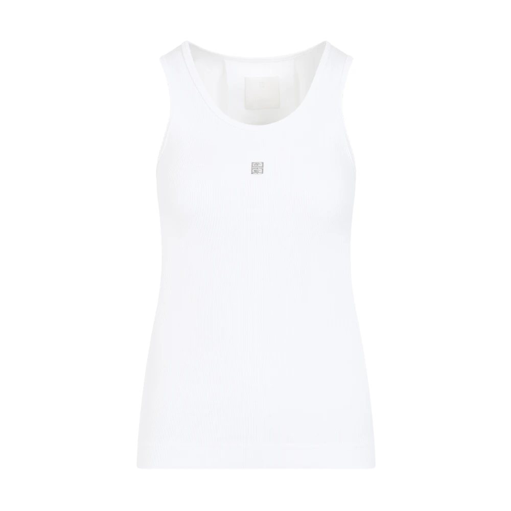 Givenchy Women's White Sleeveless Tops, S, Ribbed Tank Top