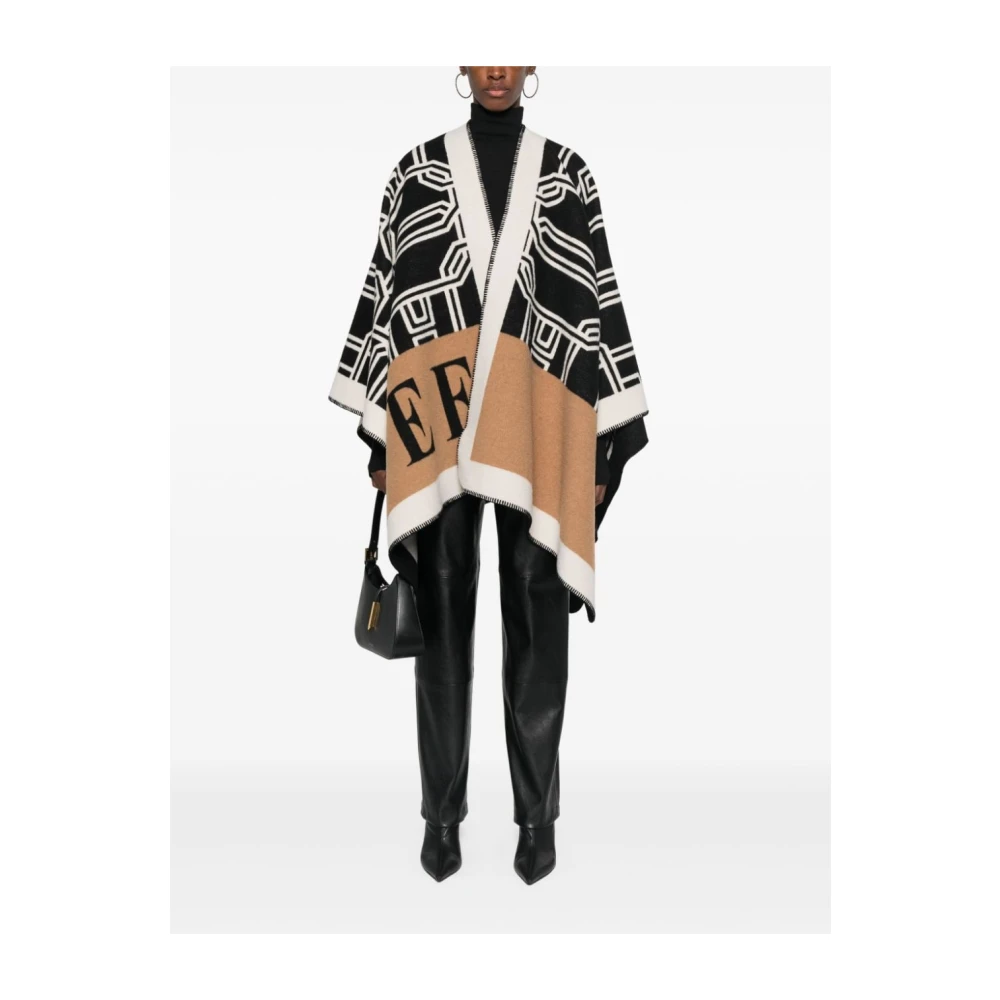 Elisabetta Franchi Geometrisch Patroon Gebreide Jas Zwart Multicolor Dames