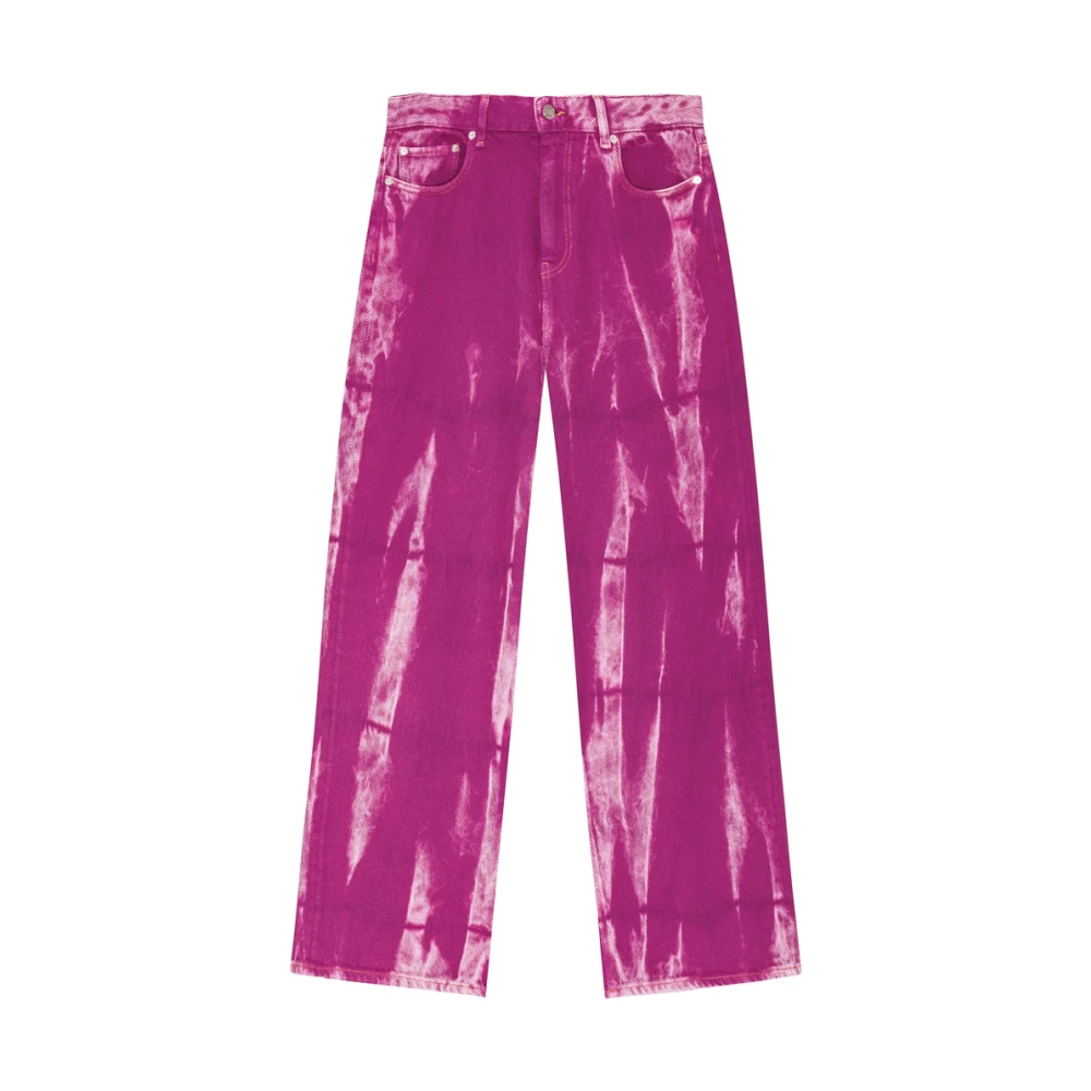 Ganni Fuchsia Roze Klassieke Vijf Zak Jeans Pink Dames