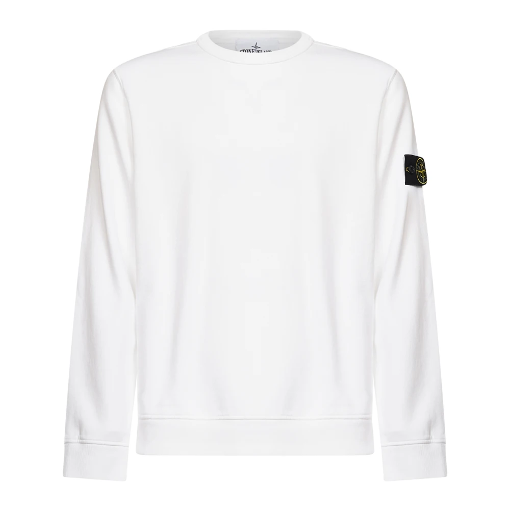 Stone Island , Sweatshirts, Male, White, S, Cotton Crewneck Sweatshirt