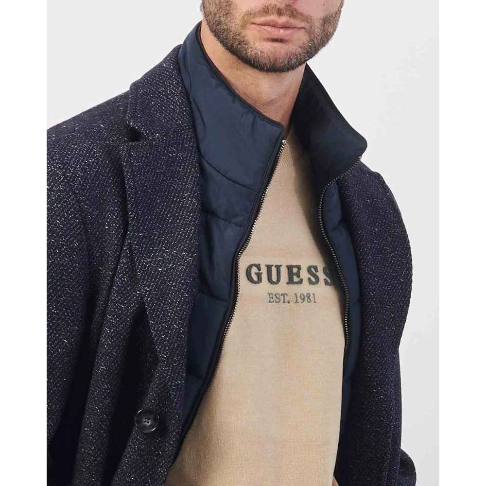 Boss Blauwe Tweed Slim Fit Jas Blue Heren