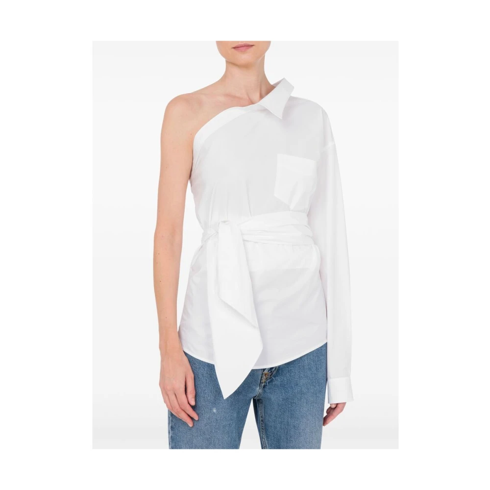 Moschino Witte Asymmetrische Blouse met Knoopsluiting White Dames