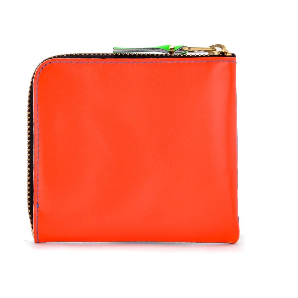 Comme des Garçons Oranje Blauw Leren Portemonnee Fluorescerend Orange Unisex