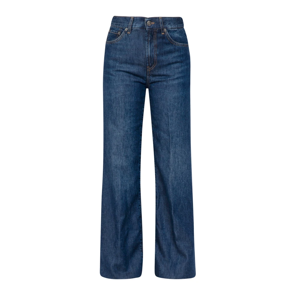 Dondup Wijde denim broek met riemlussen Blue Dames
