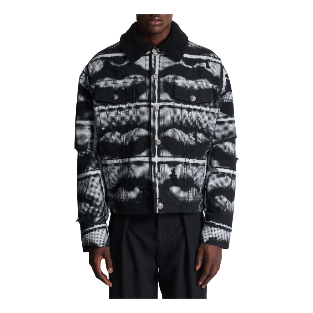 Balmain Spijkerjas met lippenprint Multicolor Heren
