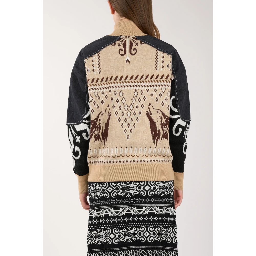 Akep Jacquard Mix Denim Gebreid Bomberjack Black Dames