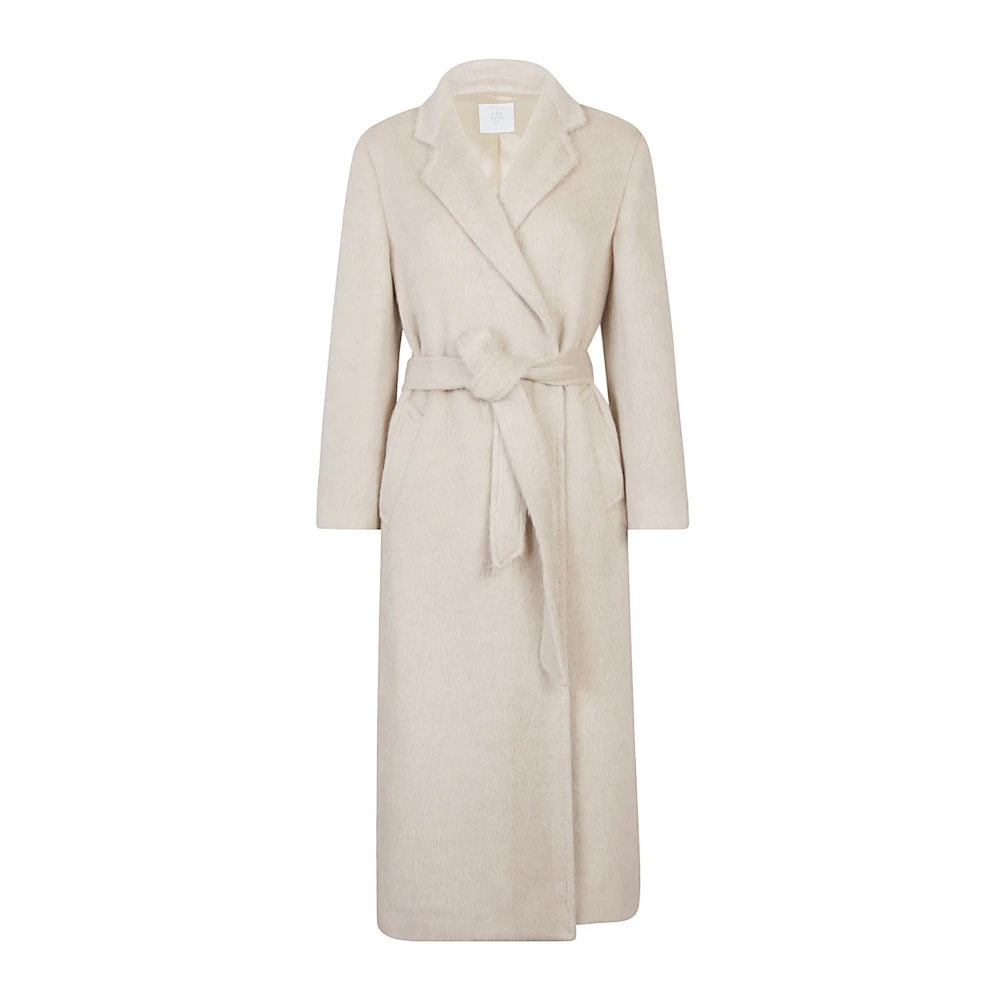 Eleventy Lange Jas met Riem Baby Lama Wol Beige Dames
