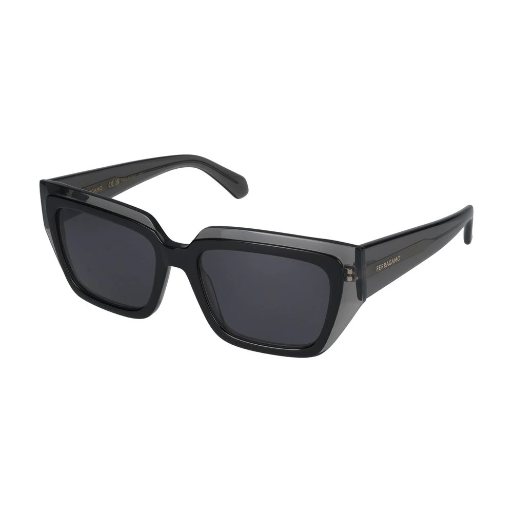 Ferragamo Women's Gray Sunglasses, 55 Mm, Transparent Grey/Black Sunglasses Sf2002s Style