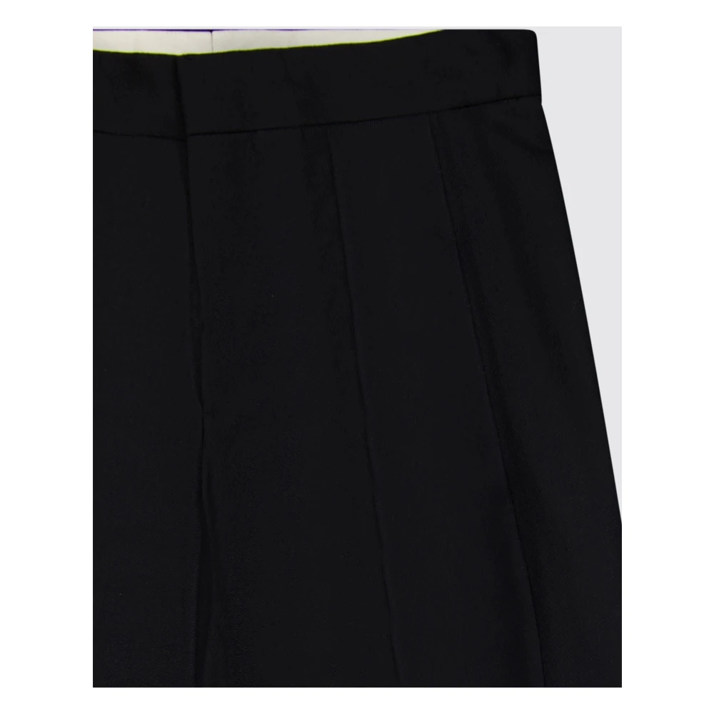 Laneus Klassieke Wijde Pijp Wollen Broek Black Dames