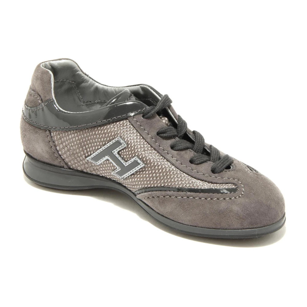 Hogan Women's Gray Junior Sneaker Lace-Up Riptile Effect