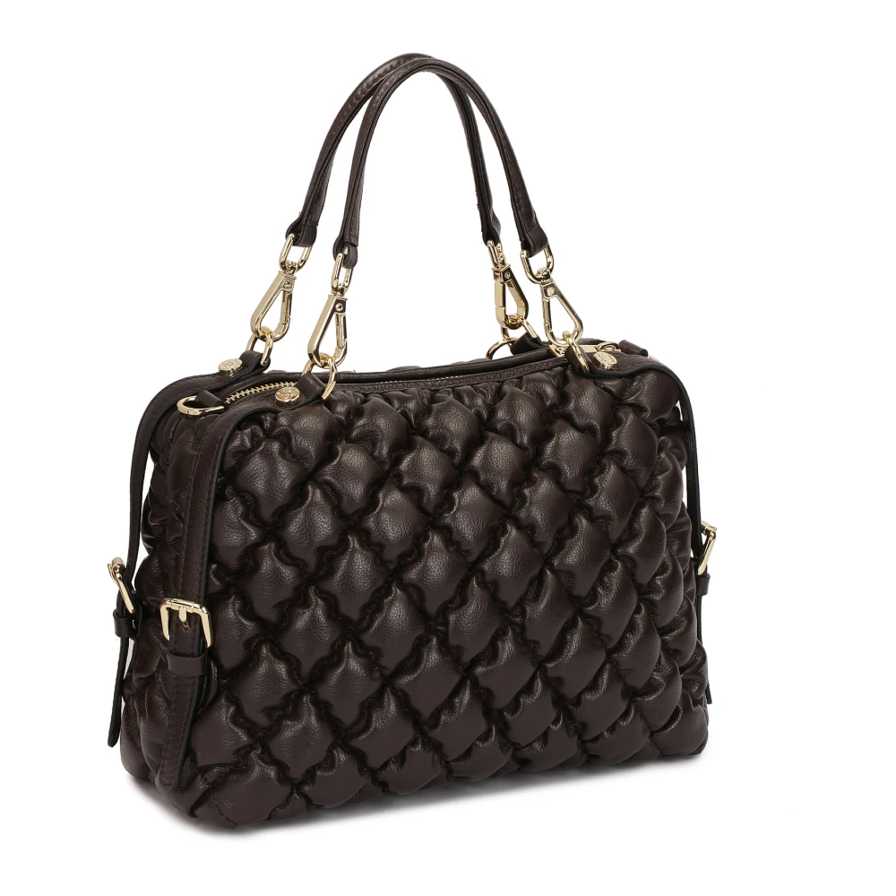 Kazar Donkerbruine zachte handtas met handvatten en riem Brown Dames