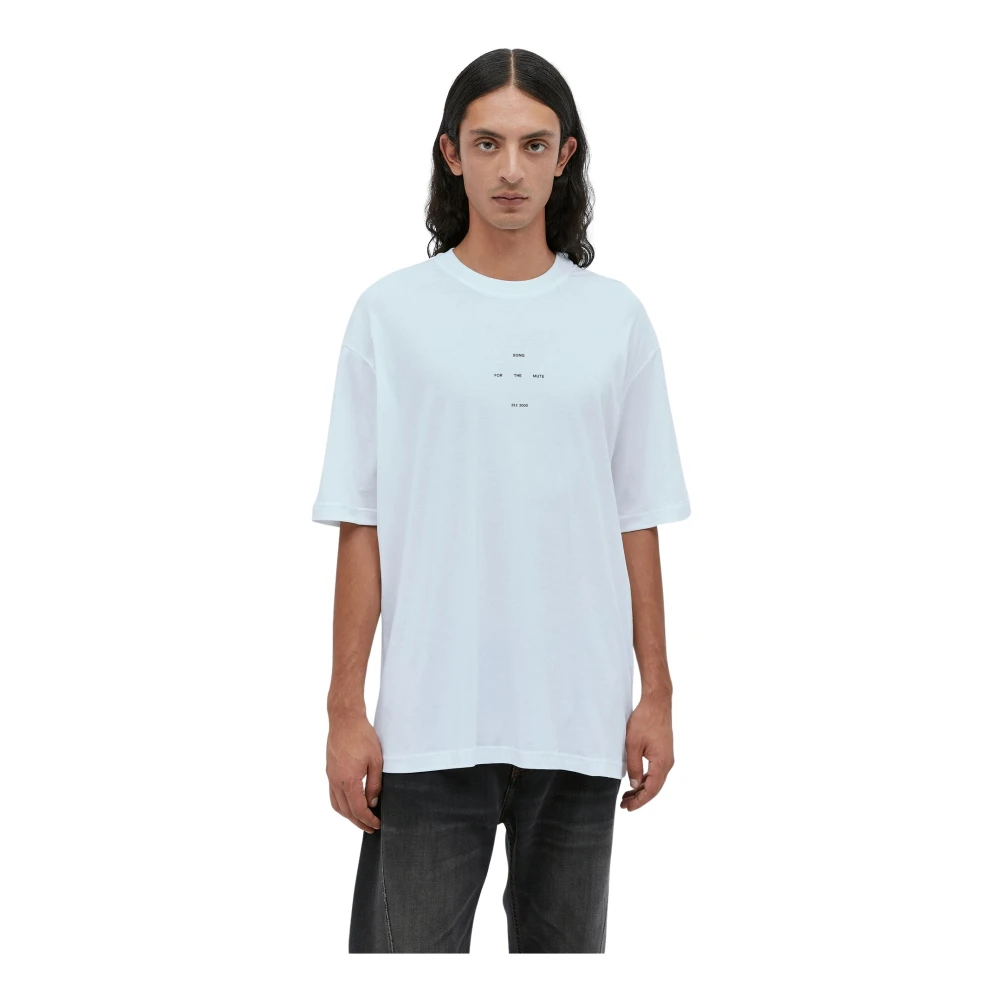 Song For The Mute Men's White Oversized Logo Print T-Shirt - T-Shirts - M - Tops
