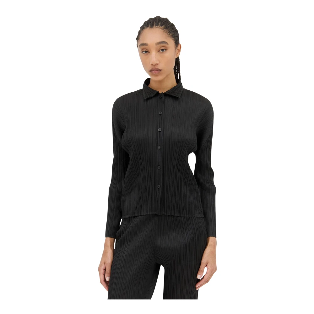 Issey Miyake Geplooide Overhemd met Lange Mouwen Black Dames