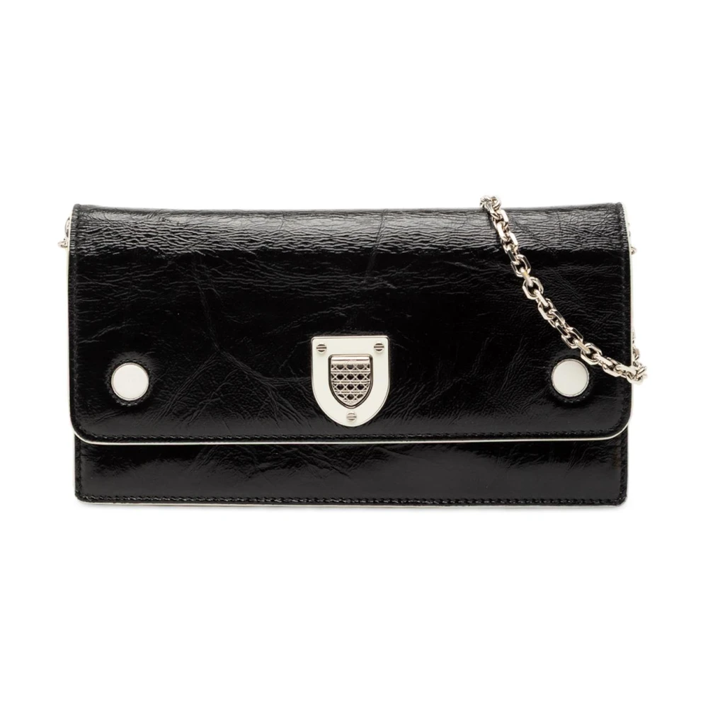 Dior Vintage Women's Black Pre-Owned Elegant Chain Wallet