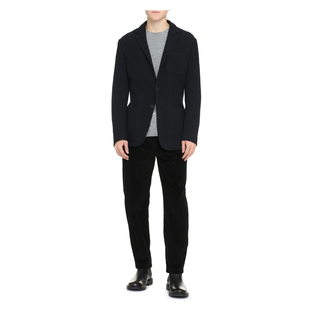 Canali Wollen Jas met Reverskraag Blue Heren