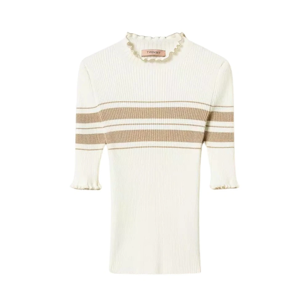 Twinset Geribbelde trui White Dames
