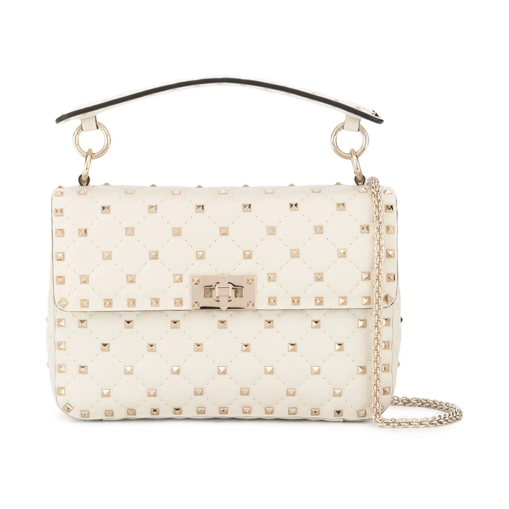 Valentino Garavani Women's White Medium Nappa Rockstud Spike Bag