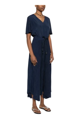 Pleated V-neck Dress