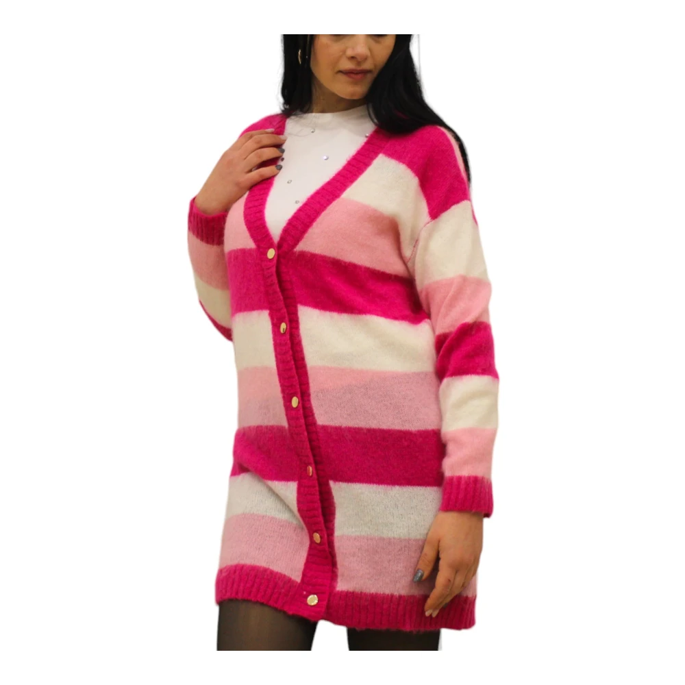 Gaudi Stijlvolle Gebreide Cardigan Sweater Pink Dames