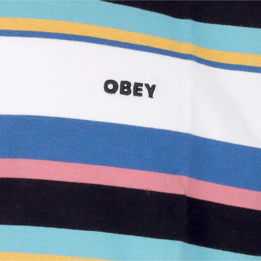 Obey Gestreepte Tee Zwart Multi Katoenen T-Shirt Multicolor Heren